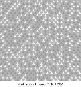 Shiny small triangles on gray background, trendy backdrop, vector abstract seamless pattern