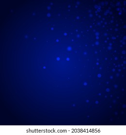 Shiny Snowfall Vector Blue Background. Glow Christmas Stars Invitation. Elegant Confetti Design. Subtle Dots Wallpaper.