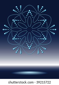 Shiny snowflake made from sparkling water drops, vector illustration