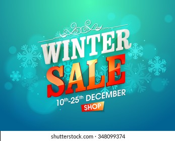 Shiny snowflakes decorated poster, banner or flyer design of Winter Sale for limited time.
