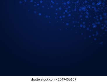 Shiny Snowstorm Vector Blue Background. Silver Chrismas Flake Illustration. Falling Confetti Card. Xmas Stars Texture.