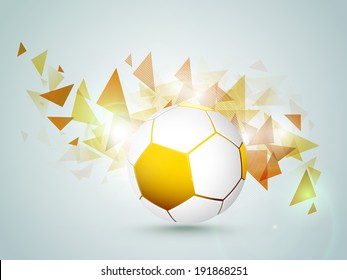 Shiny soccer ball on creative background.