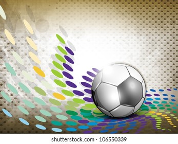 Shiny soccer ball on grungy colorful background and space for your message. EPS 10.