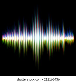 Shiny sound waveform with vibrating light aberrations