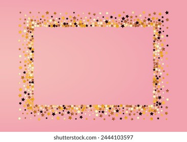 Glänzender Raum Vektorgrafik Rosa Hintergrund. In: Gold Festival Star Design. In: Sky Celebration Border.  In: Yellow Luxury Universe Pattern.