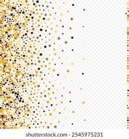 Shiny Space Vector Transparent Background. Sparkling Magic Rain Design. Sparkle Elegant Wallpaper.  Golden Effect Confetti Texture.