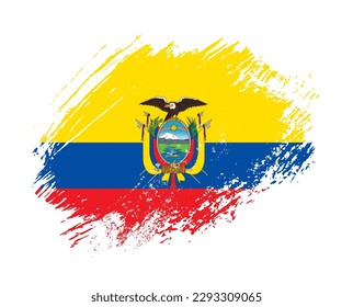 Luminosa bandera de cepillo brillante del país ecuatoriano con efecto de brillo de un derrame cerebral