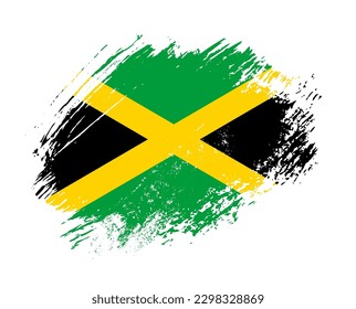 Shiny sparkle brush flag of Jamaica country with stroke glitter effect