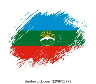 Shiny sparkle brush flag of Karachay-Cherkessia country with stroke glitter effect