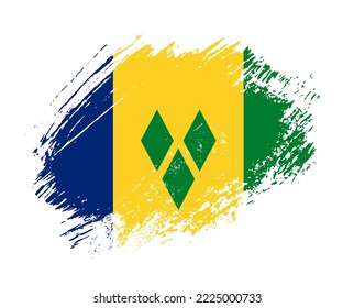 Shiny sparkle brush flag of Saint Vincent and the Grenadines country with stroke glitter effect