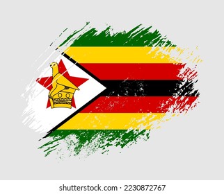 Shiny sparkle brush flag of Zimbabwe country with stroke glitter effect