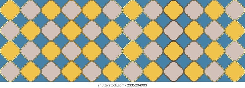 Shiny Sparkle Pattern. Geometric Trellis Tile. Cool Moroccan Texture. Quatrefoil Arabic Ethnic Tesselation. Traditional Seamless Oriental Cover. Royal Arabesque Pattern. Simple Geo Curved.