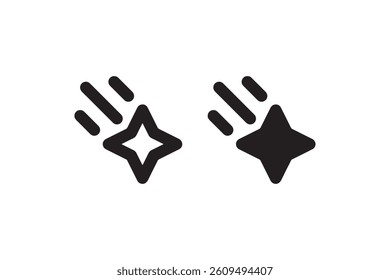 Shiny sparkle star icons with motion lines Vector