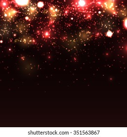 Shiny sparkles on black background. Vector illustration.
