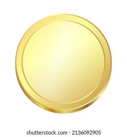 Shiny and sparkling gold coin. Also suitable for use as a button. 3 D. Vector illustration.