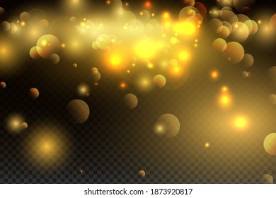 Shiny sparkling gold dust effect. Glittering golden particles on a black background. Ideal for Christmas and New Year's time. Vector illustration