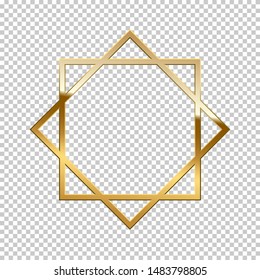 Shiny sparkling golden overlapping squares vector illustration. Present for engagement, Valentine s Day. Jewelry boutique, gift shop, store. Wedding, marriage proposal poster idea