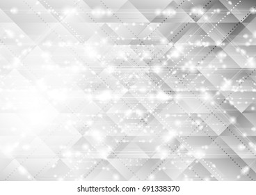 Shiny sparkling low poly grey tech background. Vector abstract design