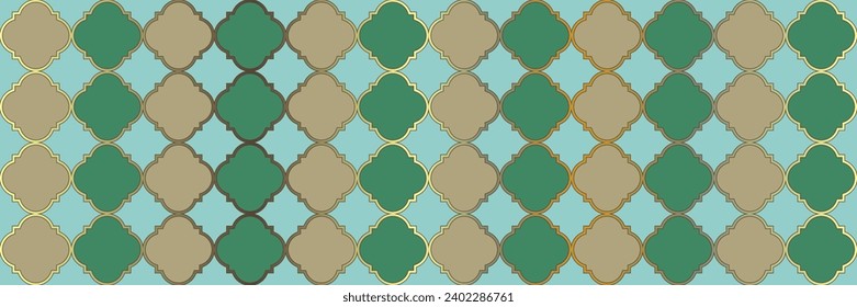 glänzend glänzendes Muster. Cool arabisches Muster. Geometrisches Trellis-Tile. Quatrefolien-Östliche Ethnische Tesselung. Reiche arabische Textur. Trendy Geo kurbelte. Traditionelle nahtlose arabische Grenze.