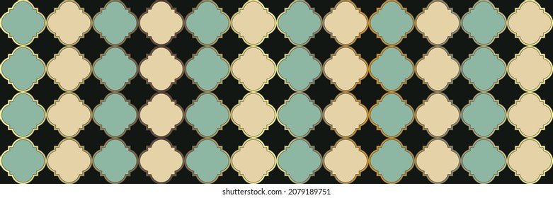 Shiny Sparkling Pattern. Elegant Seamless Arabian Cover. Cool Eastern Mosaic. Quatrefoil Oriental Ethnic Tesselation. Geometric Trellis Tile. Simple Geo Hijri. Noble Arabesque Pattern.