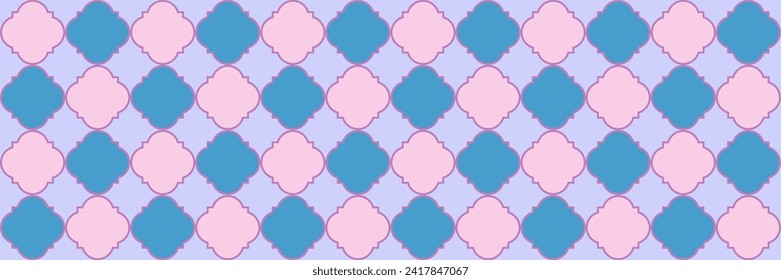 Shiny Sparkling Pattern. Geometric Trellis Tile. Traditional Seamless Moroccan Poster. Quatrefoil Arabic Ethnic Tesselation. Trendy Geo Trellis. Cool Oriental Pattern. VIP Arabesque Texture.