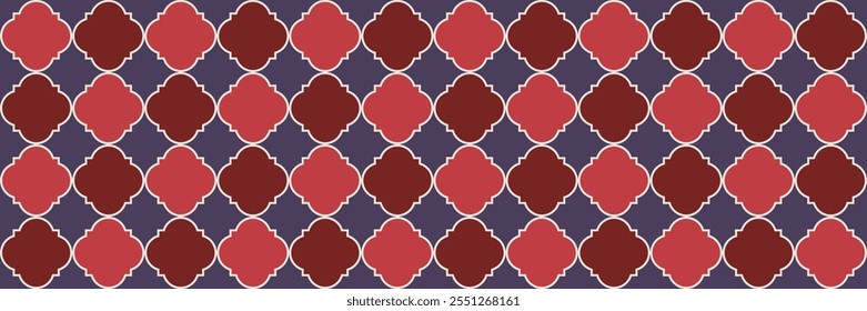 Glänzendes Funkelmuster. Adelige arabische Mosaik. Geometrische Trellis-Kachel. Quatrefoil Persian Ethnic Tesselation. Einfache Geo-Trellis. Coole orientalische Textur. Elegante nahtlose Abdeckung aus dem Osten.