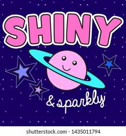 SHINY AND SPARKLY SLOGAN PRINT VECTOR