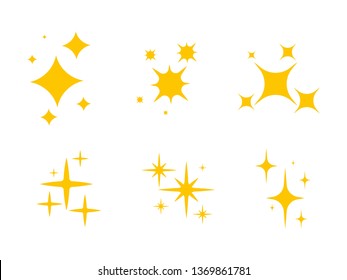 Shiny sparks. Color Sparkles symbols vector Sparkle lights stars set