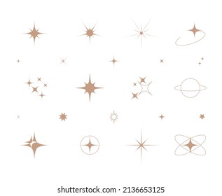 Shiny sparks silhouettes. Twinkle star particles, glitter sparkles and magic sparkle isolated silhouette icons set. Set of star sparkling and twinkling cartoon.