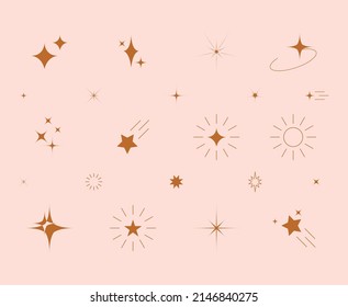 Shiny sparks silhouettes. Twinkle star particles, glitter sparkles and magic sparkle isolated silhouette icons set. Set of star sparkling and twinkling cartoon. - Shutterstock ID 2146840275