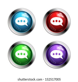 Shiny speech bubble buttons: red, green and blue