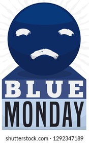 Shiny sphere with sad face painted on it and loose-leaf calendar reminding you the Blue Monday event in January.