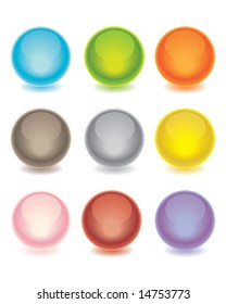 Shiny spheres in many colors.  Web interface buttons.