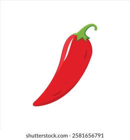 Shiny Spicy red chili pepper illustration isolated on white background