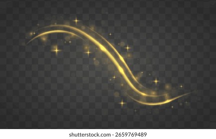 Shiny spiral with graceful ring light motion yellow ray in transparent swirl design glistering wave spark background sparkle golden neon turn energy magic trace rotation speed
