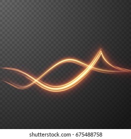 Shiny spiral. Travelling light concept. Glittering wave. Vector EPS10.