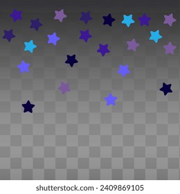 Shiny Splash Vector Black Transparent Background. Blue Constellation Paper Wallpaper. Night sky Blue Postcard. Starfall Luxury Texture.