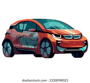 Shiny sports car design over white