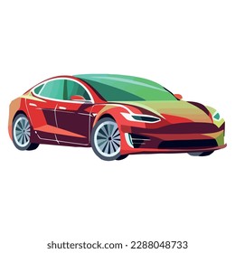 Shiny sports car driving on modern road isolated