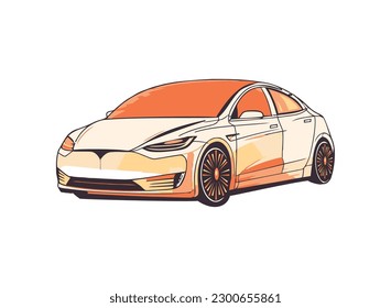 Shiny sports car speeds on modern highway icon isolated