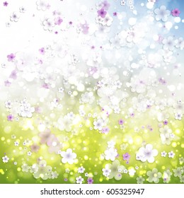 Shiny Spring Background with Flowers