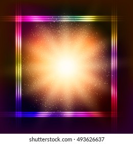 Shiny square frame retro background. Vector illustration