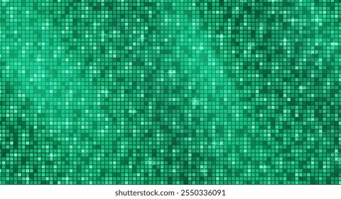 Glänzende quadratische grüne Metallpailletten. Festlich eleganter Glitzerhintergrund