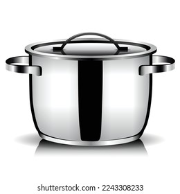 Shiny Stainless steel pot vector