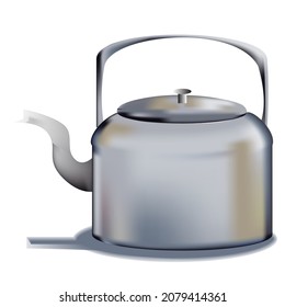 Shiny Stainless Teapot Vector Illustration