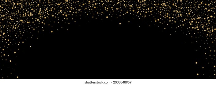 Vector negro de fondo de estrella brillante. Las estrellas son la felicidad textura. Gloria de oro. Marco vintage. Ornamento de la secuencia dorada.