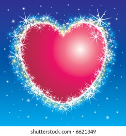 Shiny shiny star burst heart frame