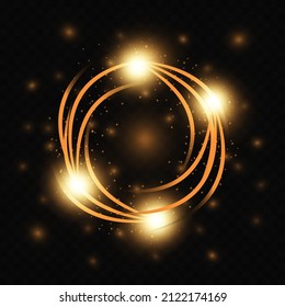 Shiny-Sternstaub, Lichtkreis, Sterne auf transparentem Hintergrund, Grafikkonzept für Ihr Design, goldenes Licht