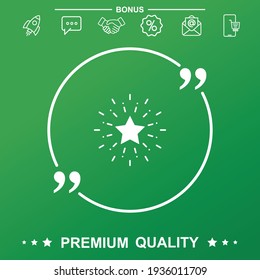 Shiny star icon. With quote symbol