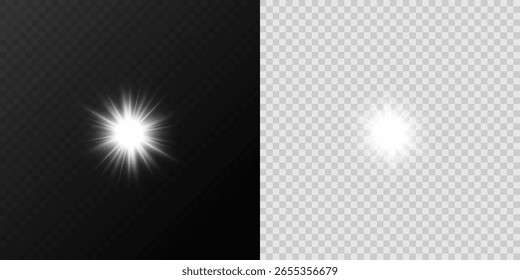 	Shiny Star Light Flare, White Glow Sparkle Effect for Magic Design Elements
